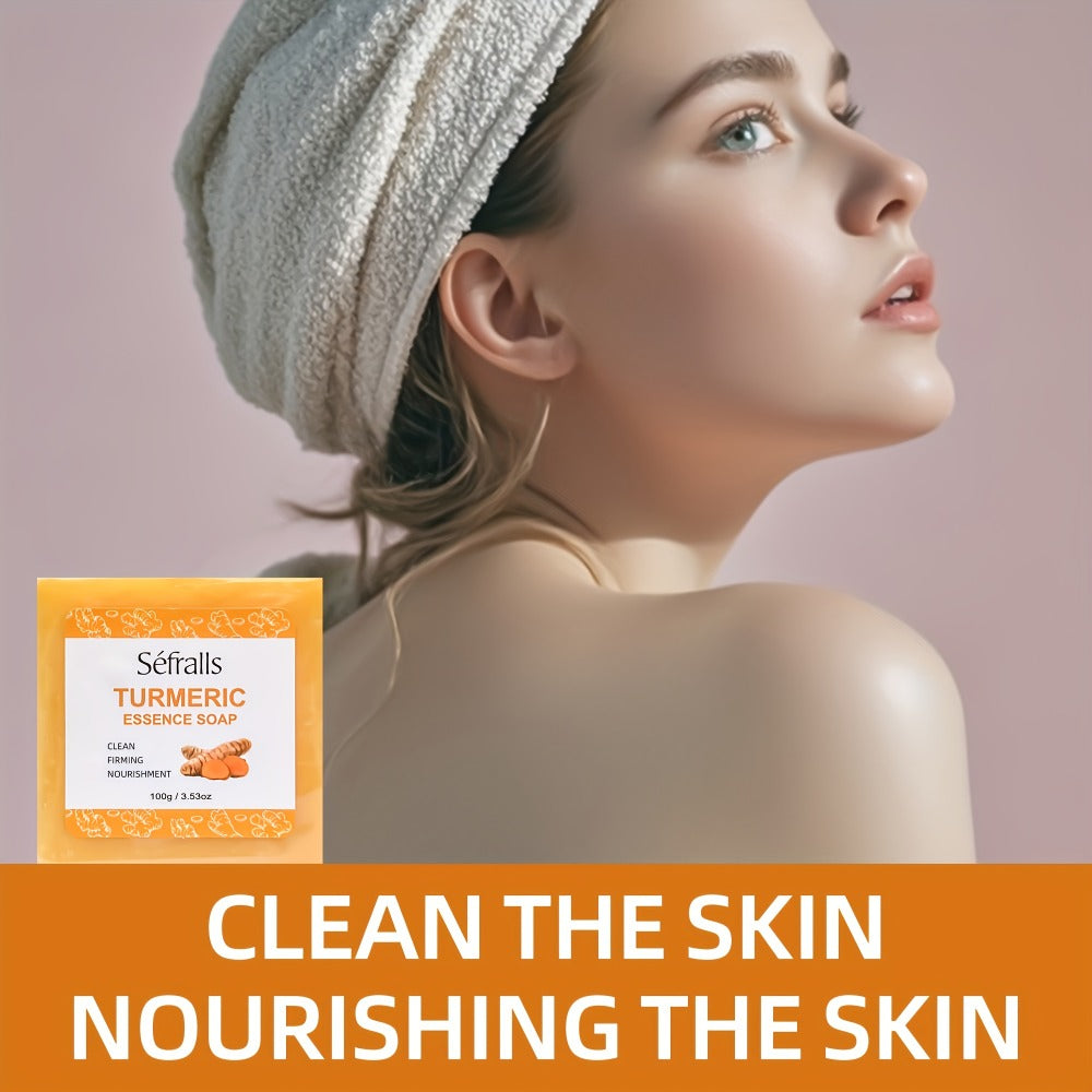 Sefralls Turmeric 3pcs/Set, Includes Turmeric Facial Cream, Turmeric Essential Soap, Turmeric Facial Essential Oil, Deeply Cleans Facial Pores, Moisturizes The Skin, Gently Balances Oil, Rich In Turmeric Extract, The Best Gift - Essential for Travel