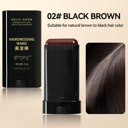 Hair Color Stick with Comb — Waterproof, Sweat-Resistant, Instant Gray Root Coverage, Plant-Based Squalane Formula, Easy to Clean, 3 Shades: Black, Black Brown, Brown