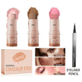 3pcs Contour Stick, Blush Stick, Highlighter Stick, Bronzer Stick - 3pcs Cream Contour Kit For A Flawless Look, Contour Stick Makeup Non-Greasy Waterproof, Long-lasting Fair-Medium - Christmas Gift