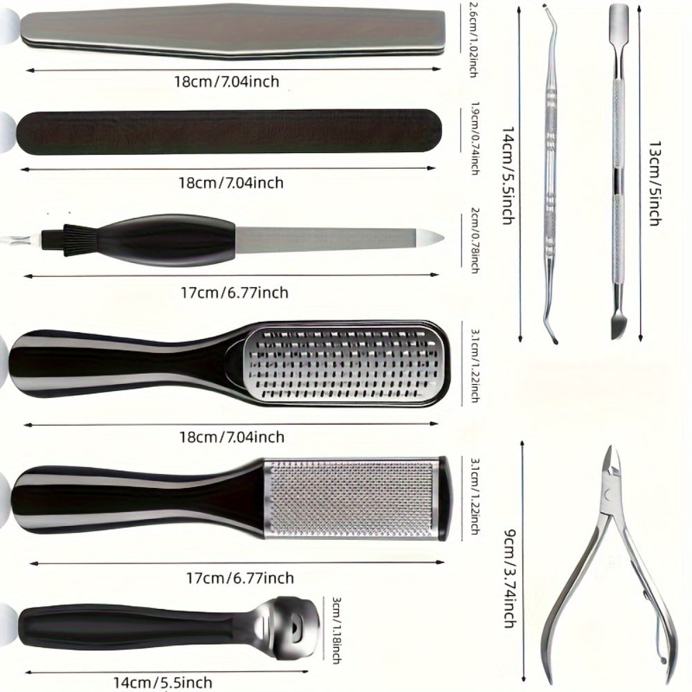10/23pcs of Professional Pedicure Tool Set, Stainless Steel Foot Care Tool Set, Dead Skin Removal Pedicure Tool Set, Travel Essential for Men And Women