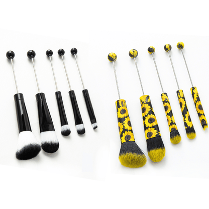 Beadable Makeup Brushes Set 10Pcs DIY Colorful Polyester Bristles ABS Handle Eye Shadow Concealer Cosmetic Brushes Holiday Gift for Women Girls Multiple Color Options