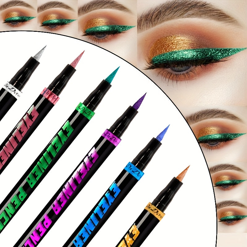 [6pcs Waterproof Eyeliner] 6pcs Waterproof Anti-blooming Lasting Eyeliner Colours Makeup Perfect Holiday Gift Valentine Halloween Mother's Day Easter Christmas