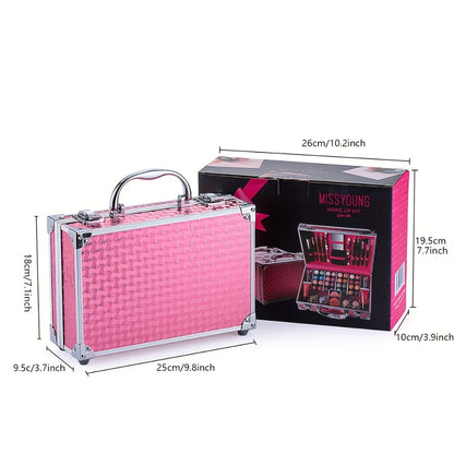 Makeup Set 56pcs Professional Full Face Kit Eyeshadow Lipstick Blush Lip Gloss Eyebrow Pencil Glitter Powder Brushes for Beginners Wedding Stage Holiday Gift