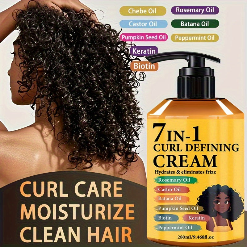 Upgraded New Arrival 7-in-1 Hair Curling Cream With Moroccan Argan Oil, 9.47oz*1 Bottle - Naturally Fluffy, Long-Lasting Hold, Moisturizing, Suitable For Wavy And Curly Hair, Protects Hair With Rosemary Curling Hair Products And Hair Care Products.