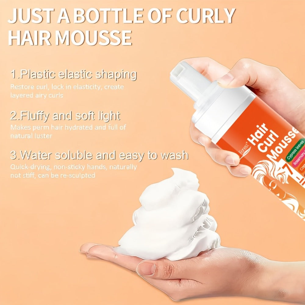 Curly Hair Foam Mousse 200ml | Moisturizing & Smoothing Curl Defining Styling Agent | Natural Fluffy Elastic Curls for Men & Women | All Hair Types 6.76oz