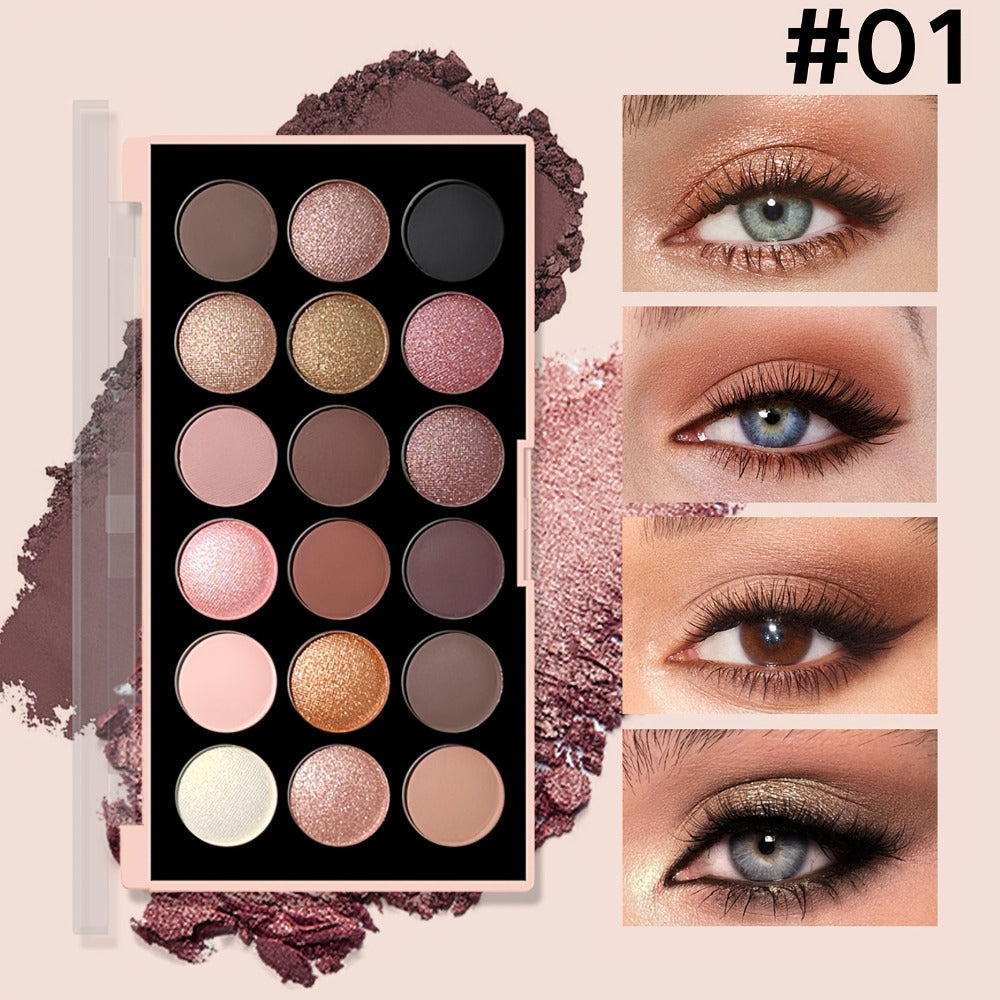 Eyeshadow Palette 18 Colors - Matte & Shimmer Waterproof Sweatproof Long-Lasting Formula, Professional Eye Makeup for Everyday & Glam Looks, Valentine's & Christmas Gift