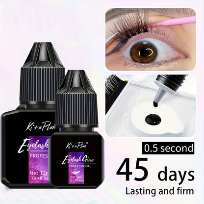 Lash Extension Glue Low Allergy — Strong Hold Adhesive 6-7 Weeks Retention, Quick Dry DIY Eyelash Glue for Individual & Cluster Lashes, Beginner-Friendly Sensitive Eye Formula, Black