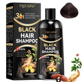 3.38oz Black Shampoo, Hair Dye And Conditioner, Natural Herbal Ingredients, Quick Gray Hair Coverage, Moisturizing Care, Non-Irritating, Smooth Styling, with Ginseng, Black Sesame, Ginger And Black Seed Extracts, Long-Lasting Natural Hair Dye Shampoo