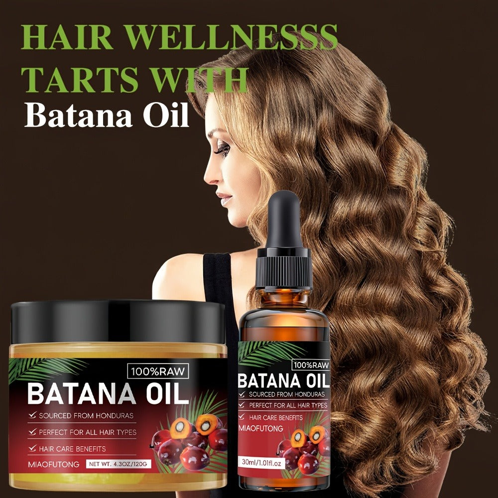 Batana Hair Oil 2-Pack Pure Honduran Natural Formula - Scalp Nourishing Strengthening Repair Oil for Dry Damaged Brittle Thinning Hair Breakage Split Ends Women Men