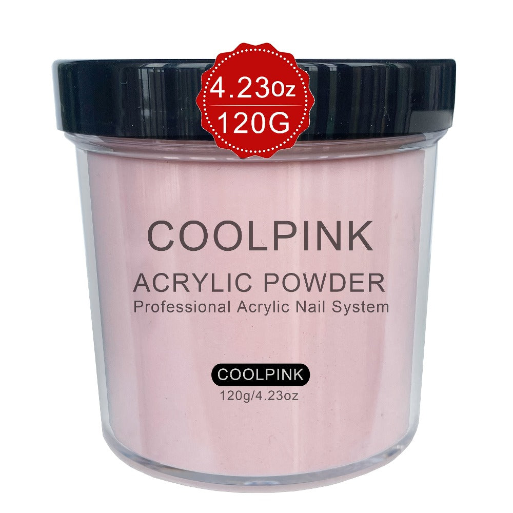 A Kit for Acrylic Nail Powder Featuring 4 Ounces of Glitter in Cool Pink, Golden, And Natural Tones, Suitable for Extensions, Sculpting, And 3D Designs. It Is Free of Formaldehyde, Does Not Require a Lamp, And Comes in a Durable Container Or Box