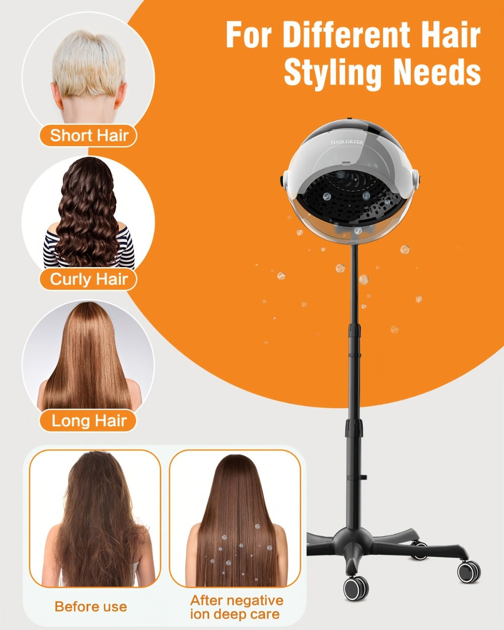 Standing Hair Dryer 1875W Professional Ionic Hooded Hair Dryer