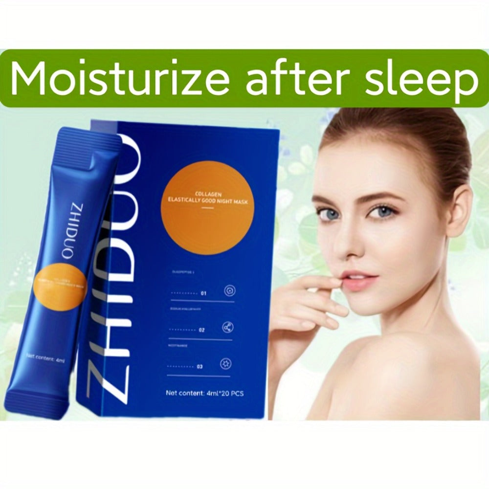 20pcs Per Box of Collagen Night Cream Sleep Frozen Film - Mud Mask - Overnight Moisture - Travel Set