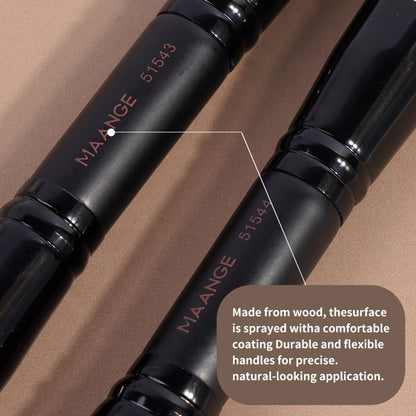 Double-Ended Makeup Brush Set 4Pcs Professional Bevel Taper Foundation Contour Blush Powder Brush Travel Makeup Tools Kit Black Beige Black Gold
