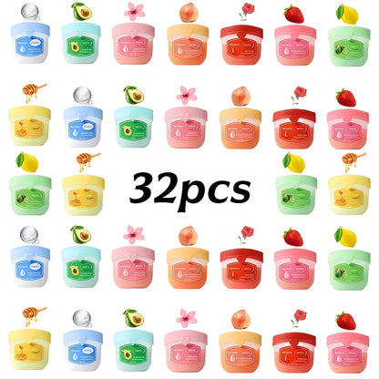 Moisturizing Lip Balm Set 32 Pieces 8 Colors - 24H Hydration Glossy Petrolatum Formula for Dry Lips, Long-Lasting Lip Care Gift for Women, Friends & Family
