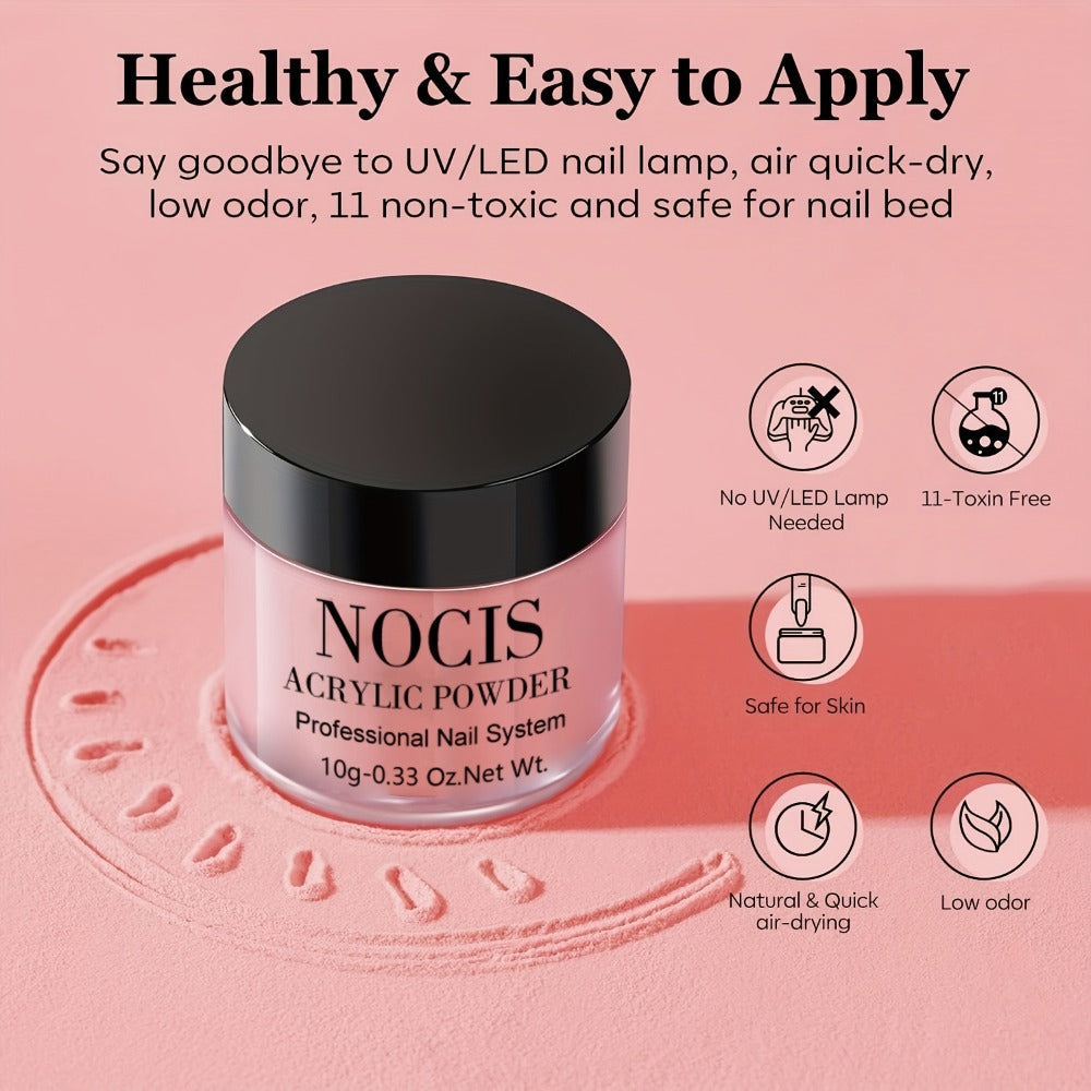 NOCIS Acrylic Nail Powder Kit - Pinkish Nude Brown Tones, 3D Art And French Manicure Extensions, All-Season Carving, No-Lamp Needed for Professional Salon-Quality Results, Acrylic Nail Powder Kit