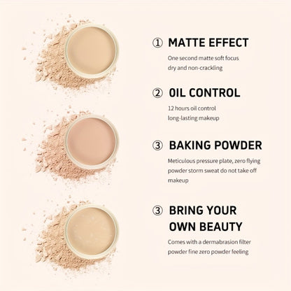 Setting Powder Concealer Kit with Puff & Brush Wet Dry Formula Oil Control Water Resistant Long Lasting - Ivory White Natural Bright Shades Face Makeup