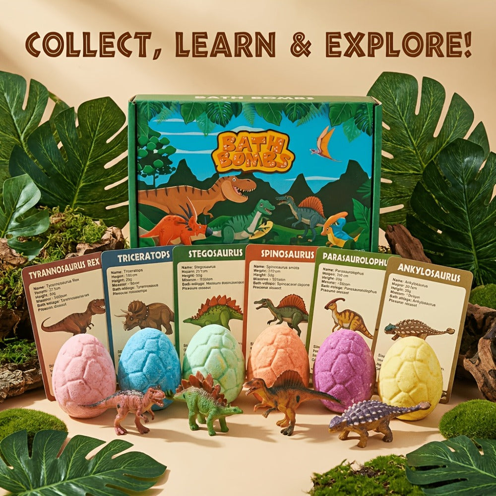 Mother'S Day Gift For - Dinosaur Bath Bombs With Surprises, 6 Packs Bath Bombs For, Dinosaur Bath/ Bath Bombs For, Bath Bombs With Surprise Inside, Fizzy Bath Ball Reveal Hidden Dino.