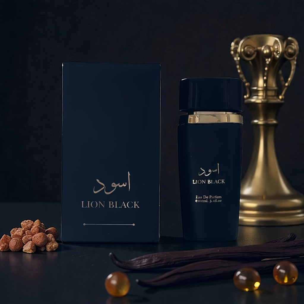Lion Black Eau De Parfum for Men. Masculine Fragrance. a Deep Blend of Smoky Woods, Rich Spices, and a Touch of Citrus. Volume: 100ml/ 3.4fl.oz. Ideal for the Modern for Man Who Leads with Strength and Style.