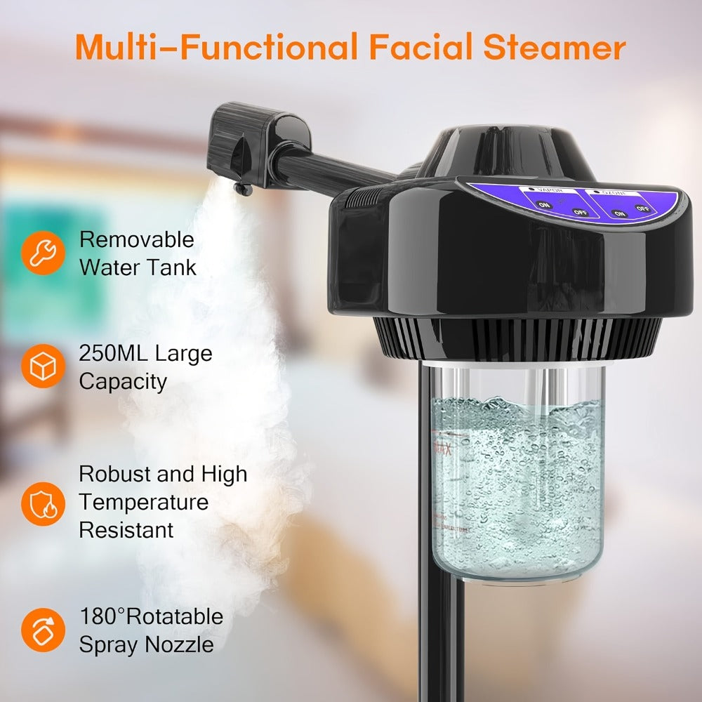 Professional Spa Ozone - Stand - Facial Steamer On Wheels, for Home And Salon Use,, Facial Steamer with Hot Mist Function Stand Facial Steamer for Personal Home Salon Spa Cleaning