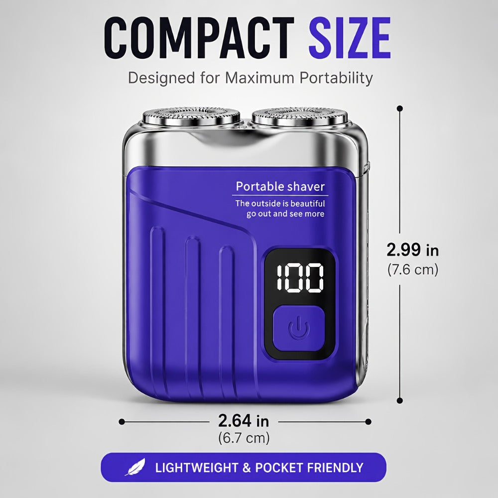 Portable Electric Rotating Shaver with Dual-Head Motor & USB - Mini Pocket Suitable for Home, Travel, USB- One-Button Operation, Long Battery Life for &, Battery- for -the- Shaving