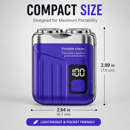 Electric Rotary Shaver for Men Portable Mini USB Rechargeable Dual Head Motor Pocket Size One-Button Operation Long Battery Life Travel Home Cordless Electric Razor Gift for Men