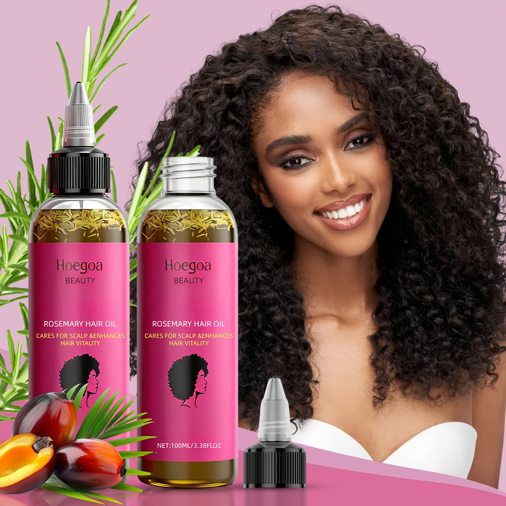 2pcs HOEGOA Rosemary Hair Oil- Natural Rosemary Leaf& Bataana Oil Blend for Hair& Moisturizing, Gentle On Normal Hair, Promotes Healthy Hair, Hair Care, Sleek Bottle Design, Natural Ingredients, Valentines Day Gifts