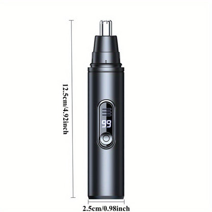 Nose Hair Trimmer Electric Painless 3-in-1 USB Rechargeable with LED Display – Trims Nose Ear Hair Eyebrows Waterproof Grooming Device for Men Women