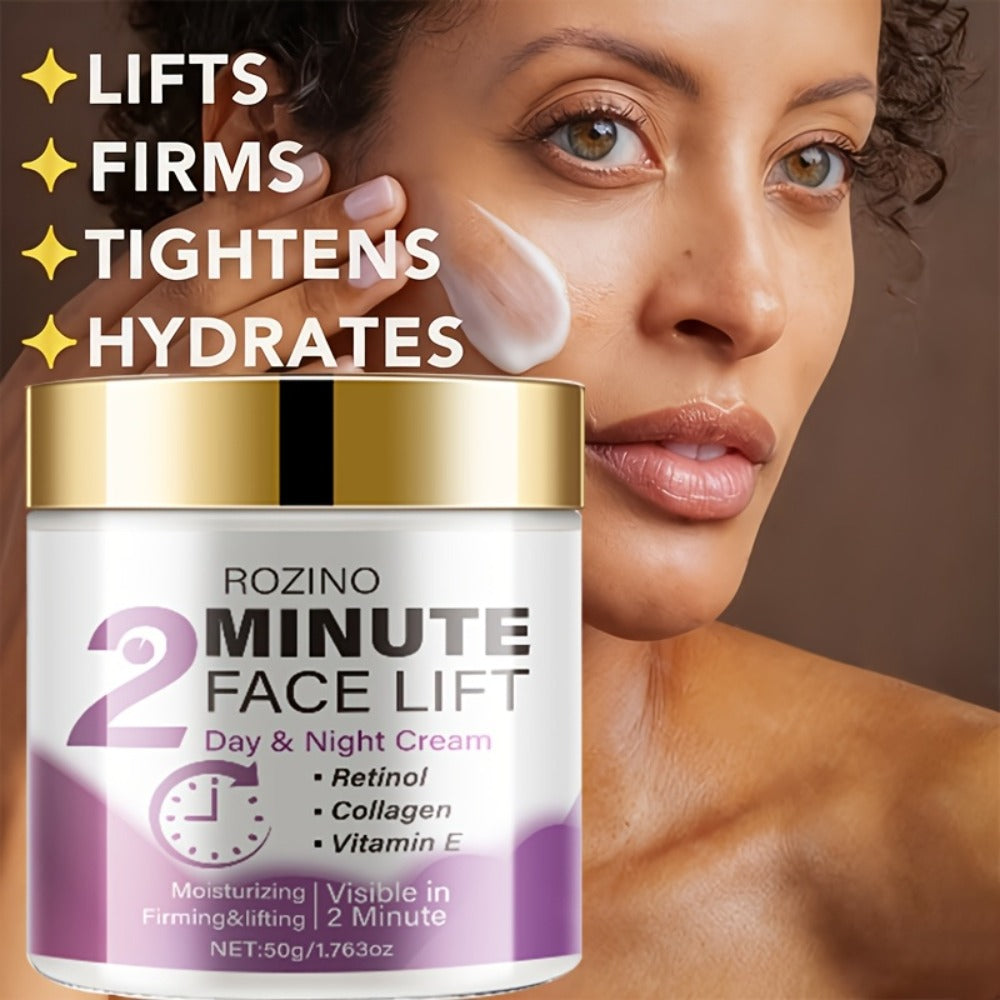 2-Minute Face Lift Day and Night Cream - Protein Lift and Firming Face Cream with Retinol, Protein, Turmeric, Hyaluronic Acid and Vitamins C and E - Moisturizing and Smooth, Suitable for All Skin Types - Alcohol Free