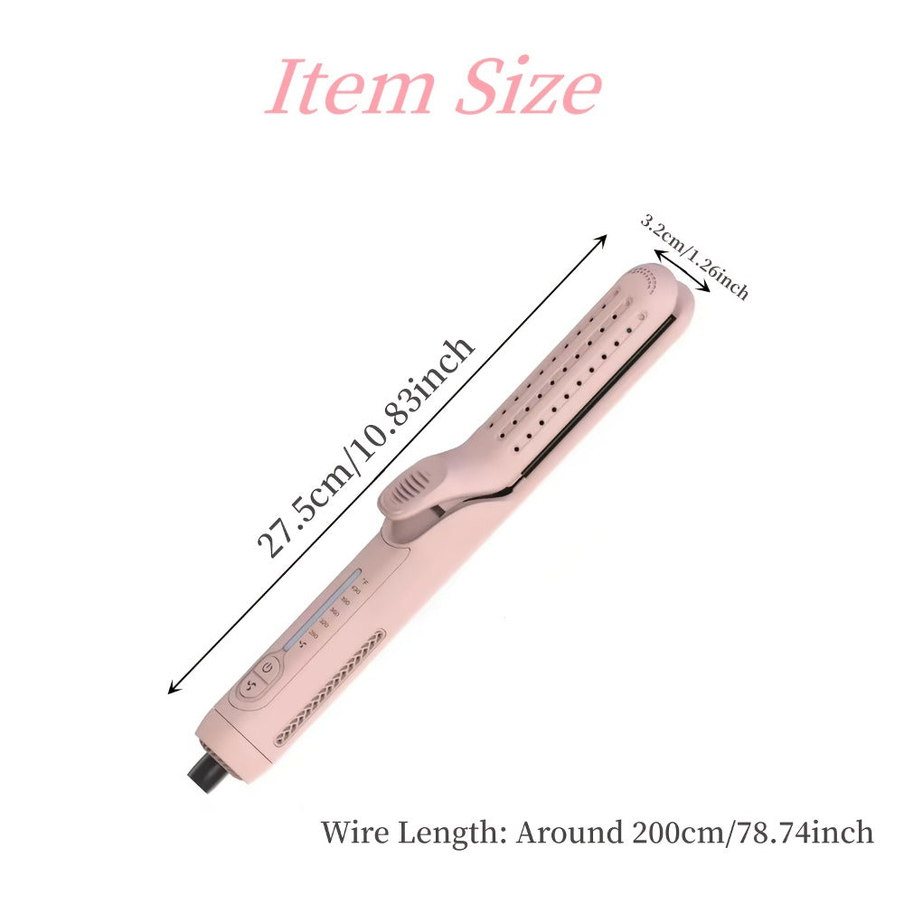 2-In-1 Airflow Curling Iron for Lasting Curls - 360° Airflow Styler Ceramic Flat Iron Hair Straightener And Curler, Anti-Scald Curling Wand, 360° Cool Air, 5 Temps Adjustable for Long Short Hair