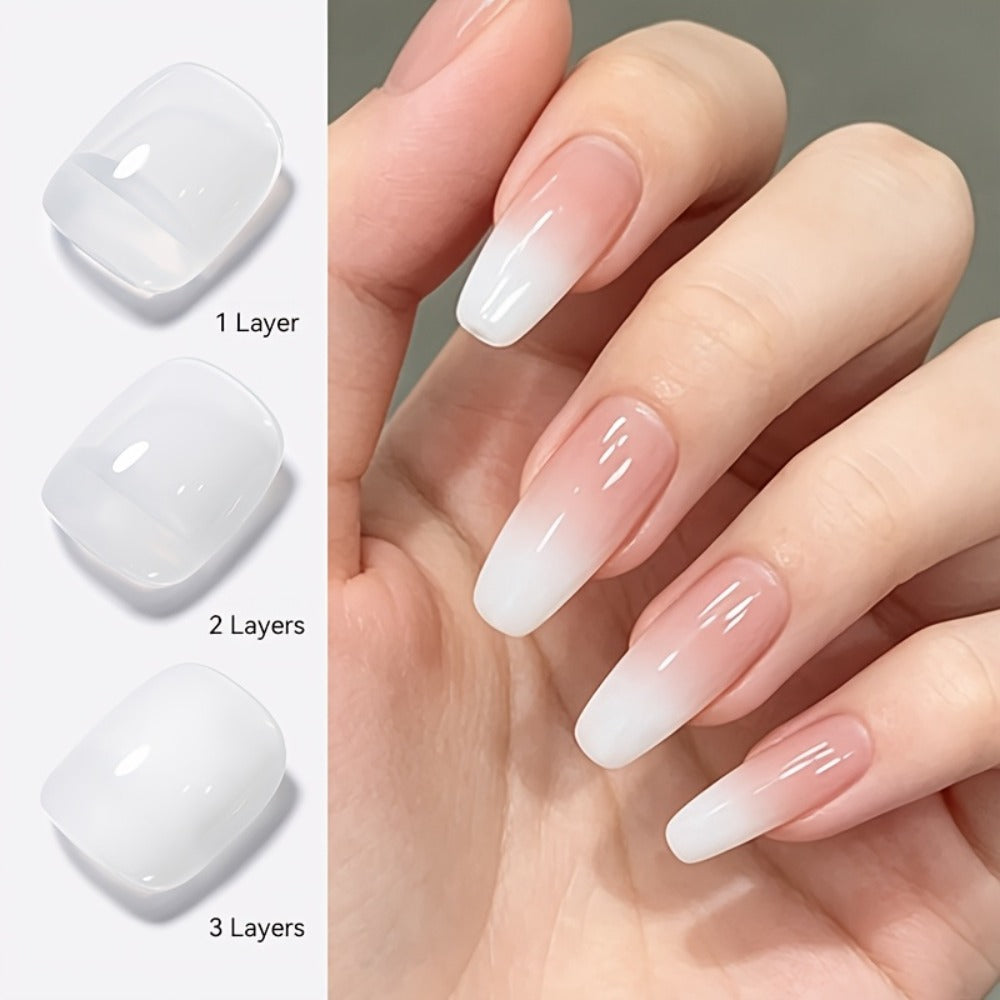 BORN PRETTY Milky White Jelly Nude Gel Nail Polish 0.34oz White Translucent Soak Off Gel Vernis Semi Permanent Need Light