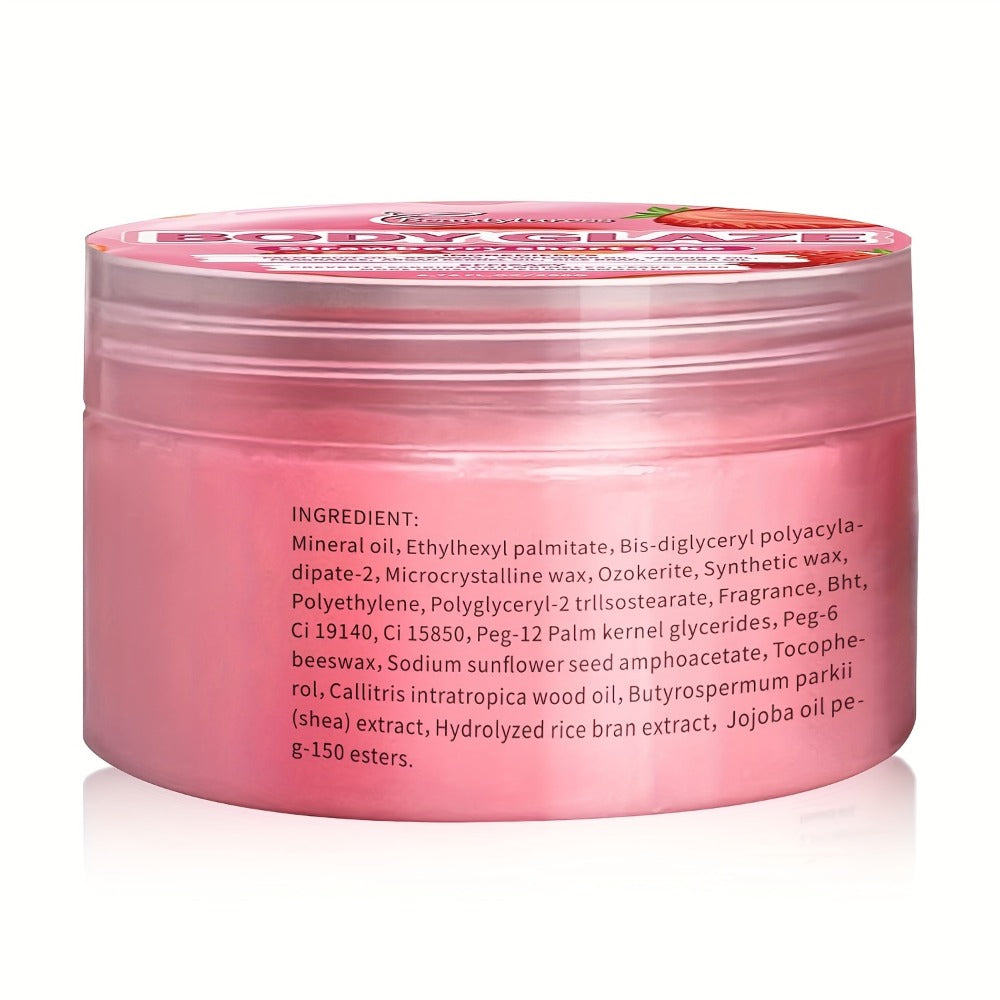 Beautyturess Strawberry Body Glaze 1pc - Moisturizing Body Butter with Shea Butter, Glycerin, Vitamin C - Hypoallergenic, All Skin Types - Long-Lasting Hydration, Body Cream for Dry Skin Care, Easter Bonus & Basket Gifts