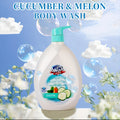 [Body Wash for Men & Women] 33.8fl.oz Body Wash for Men & Women, Long-Lasting Fragrance, Notes of Cucumber & Melon Flavor, Deep Cleaning, Make the Skin Smoother, Effectively Remove for Removing Stubborn Dead Skin, Excess Oil, Black * White Heads