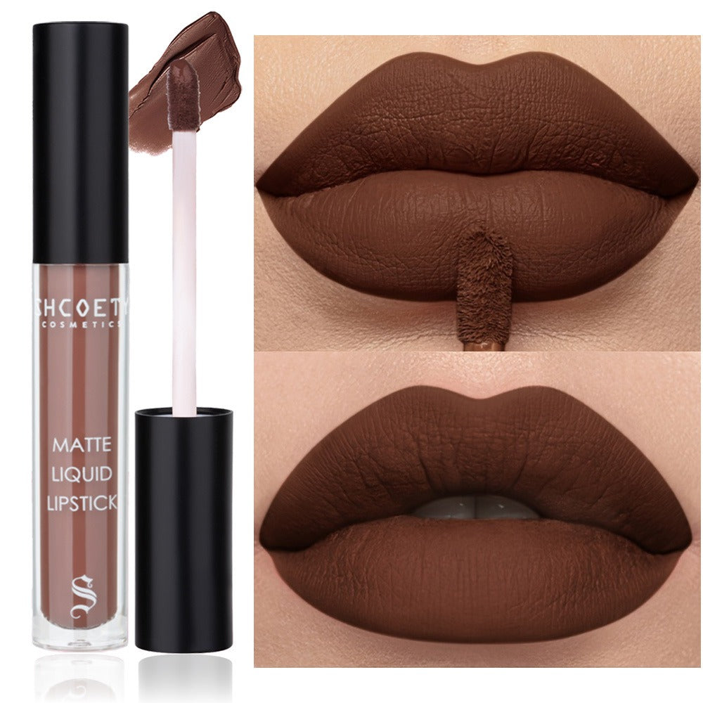 Matte Lip Glaze Set of 3 — Long-Lasting Waterproof Velvet Lip Mud in Brown, Pink & Red, Non-Stick Non-Greasy Formula, Cute Bear Packaging, Perfect for Daily Wear, Party & Festival Makeup