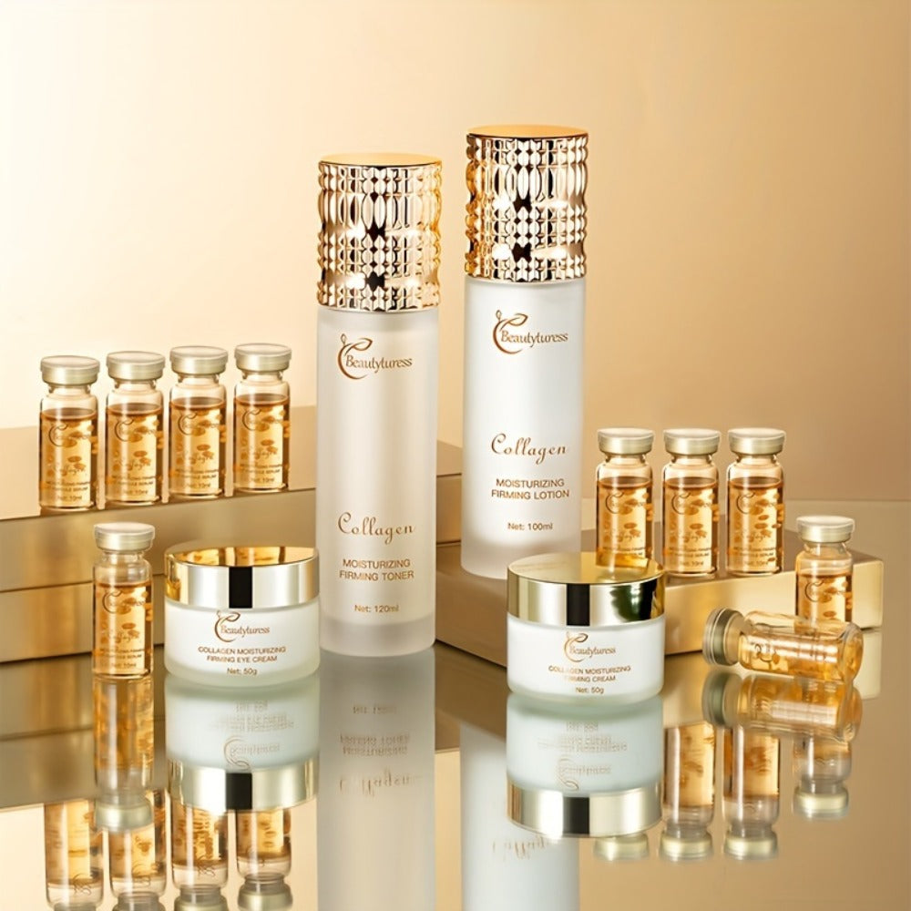 Gentle Korean Skincare Collagen Set - 14pcs Hydrating And Firming with Niacinamide - Moisturizing Face Care Kit, Luxury Gift Kit for Women, Christmas Gift And New Year Present