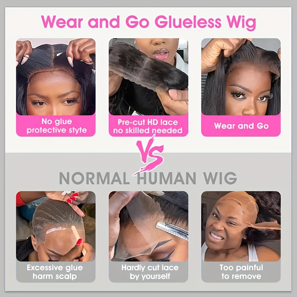 Hot Selling New Styles 5X5 HD Lace Straight Wig, Glueless Wig Put on And Go Glueless Closed Wig, Easy to Wear Human Hair Straight, Pre-Plucking Baby Hair, Straight Human Hair Wig Pre-Bleached Knots, Elegant Natural Look