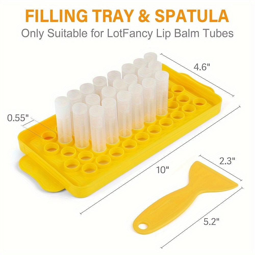 Lip Balm Tubes with Filling Tray and Spatula Set, 50Pcs 5.5ml 3/16 Oz Clear Lip Balm Containers, BPA Free & Leak Free Lip Balm Making Kit