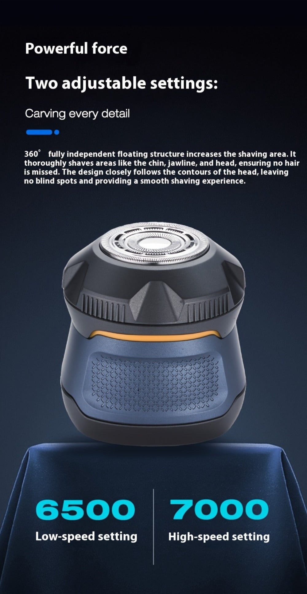 10W High Power 6D Floating Six-Head Bald Head Electric Hair Clipper | Self-Assist Hair Trimming Artifact With Large Capacity Lithium Battery Type-C Charging 1400Mah, Two-Speed Adjustment, Travel Lock, Led Smart Digital Display