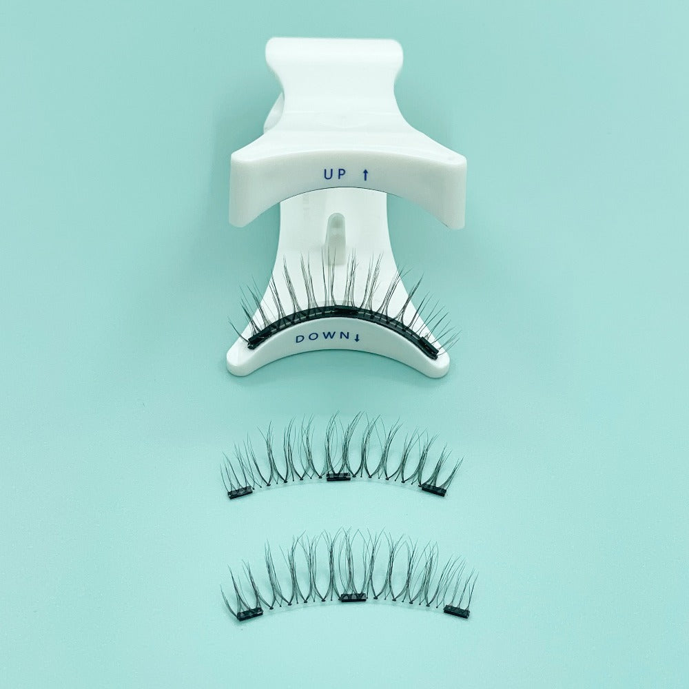 Quantum Magnet 3D Magnetic Eyelashes Slim Natural Nude with Eyelash Curler Transparent Soft Stem 1 Pair of Glue-Free Strong Magnetic Force Reusable Naturally Enlarge The Eyes Can Be