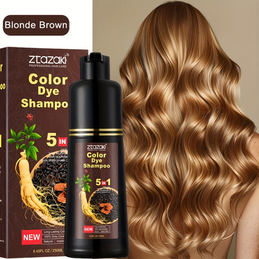 5-In-1 Ginseng Hair Dye Shampoo Contains Ginseng, Reishi Mushroom, And He Shou Wu (Polygonum Multiflorum) to Moisturize And Instantly Cover Gray Hair. It'S Gentle, Non-Irritating, And Ammonia-Free, Suitable for All Hair Types