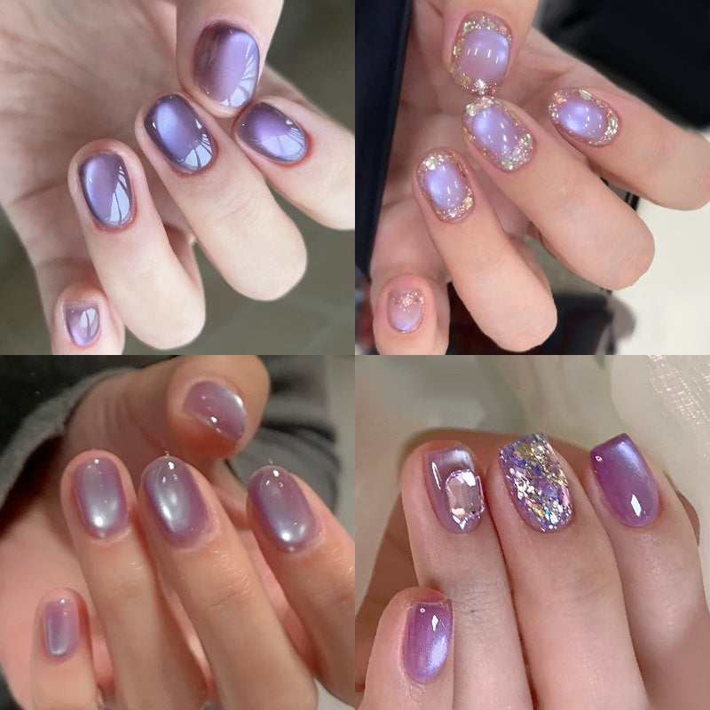 BORN PRETTY 6pcs 0.34oz Purple Cat Magnetic Gel Nail Polish Set Ultra-Bright Cat Magnetic Gel Nail Polish 6-Color Set Long-Lasting Women's Nail Art Tools