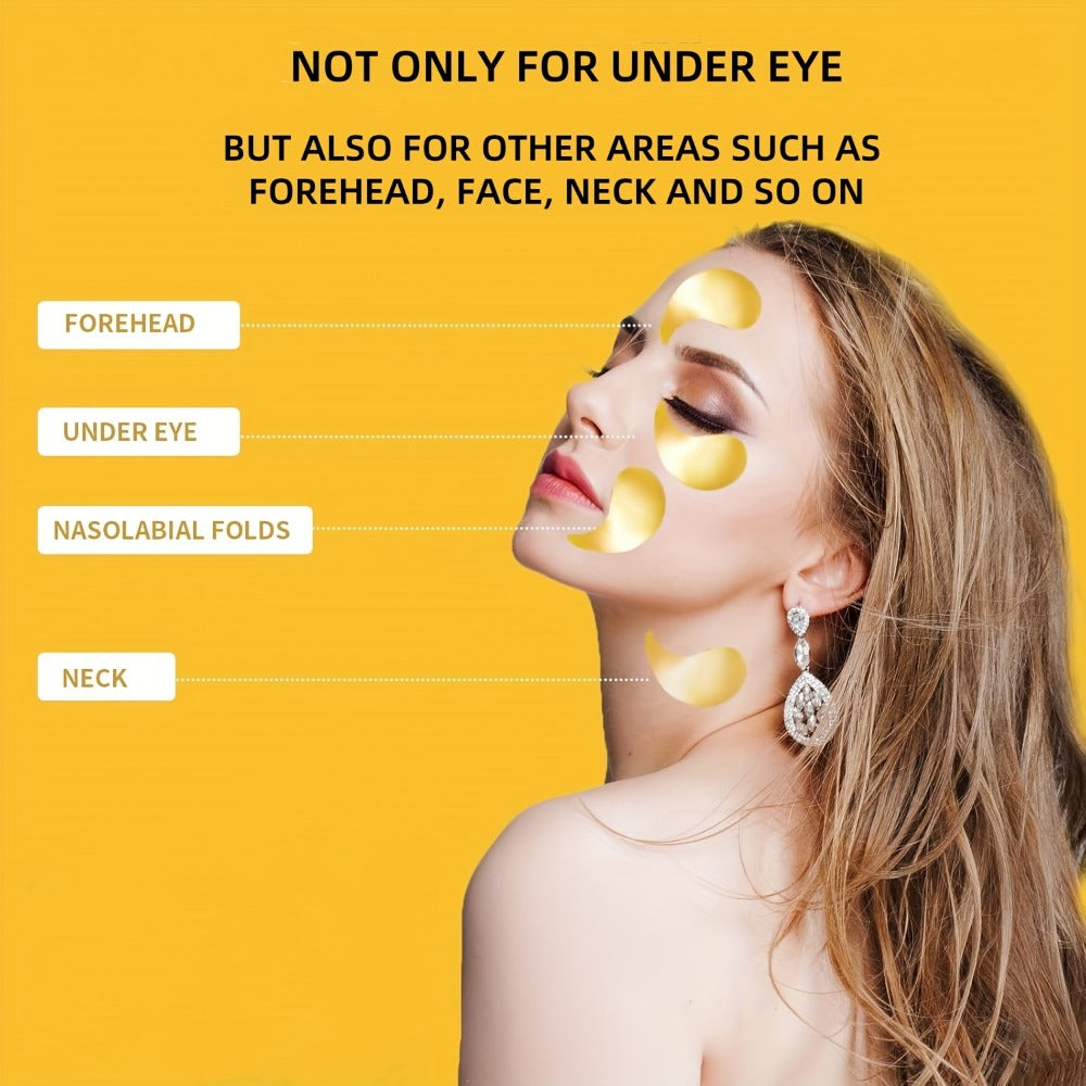 60/100pcs Golden Eye Masks (30 Or 50 Pairs Per Box), a Spacious Holiday Gift Box, Packed with Collagen for Hydrating And Nourishing The Skin, Ideal for Eye Care at Home Or While Traveling, Making It a Perfect Holiday Present for Loved Ones