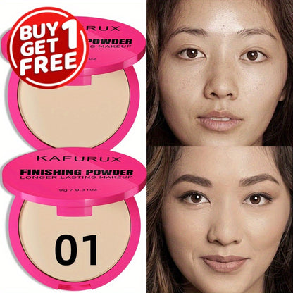 Pressed Powder Foundation 2PCS Set – Lightweight, Waterproof & Sweatproof Concealer Makeup, Non-Sticky Non-Drying Formula, Long-Lasting Coverage for All Skin Types, 5 Shades