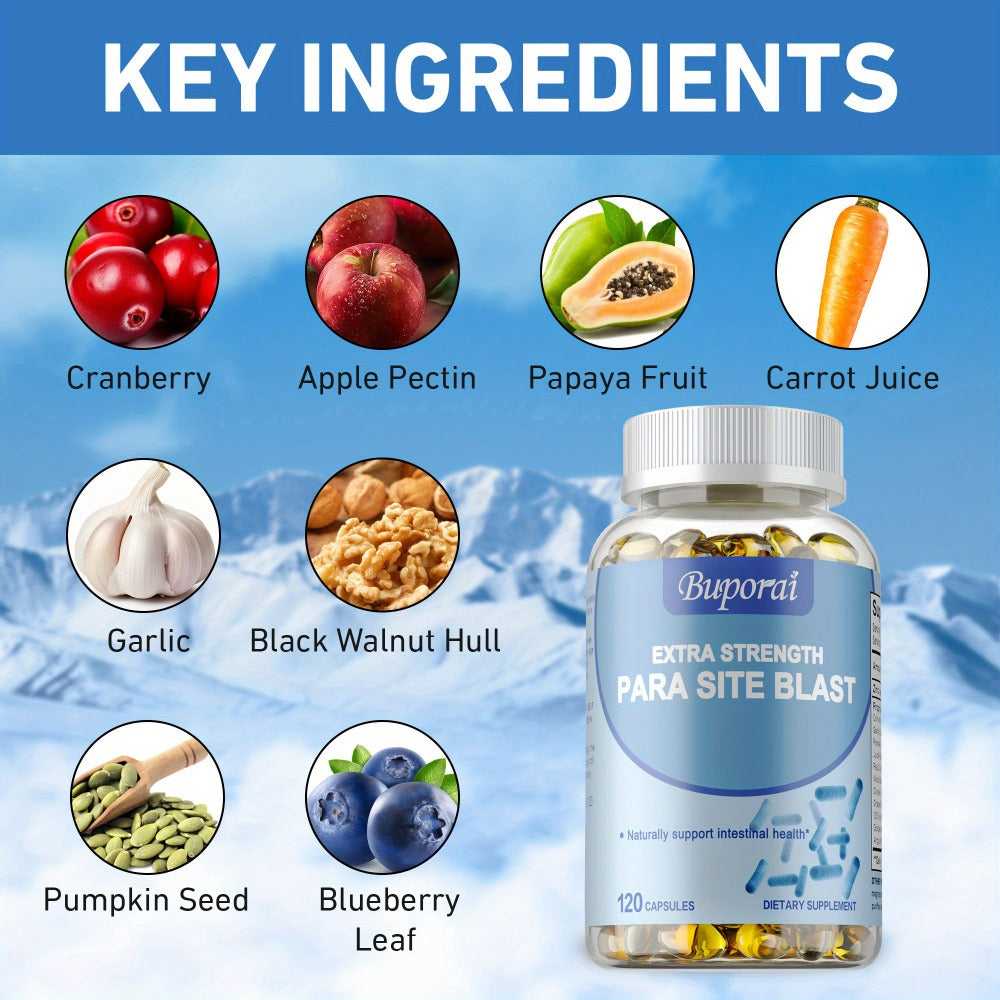 Para Site Blast - with Cranberry, Garlic, Black Walnut Hull, Wormwood, Supports Digestive, Liver & Gut, Gut Health Intestine Supplement, Premium Formula - 120pcs