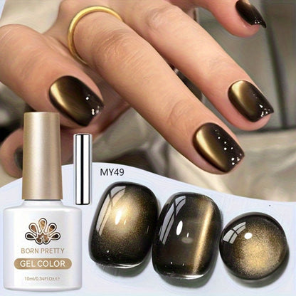 Black Cat Eye Magnetic Gel Nail Polish 10ml Glass Bead Iridescent Multicolor Shimmer – Soak-Off UV LED 30-Day Wear Shiny Line Effect, Salon Quality Nail Art for Women DIY Home Manicure