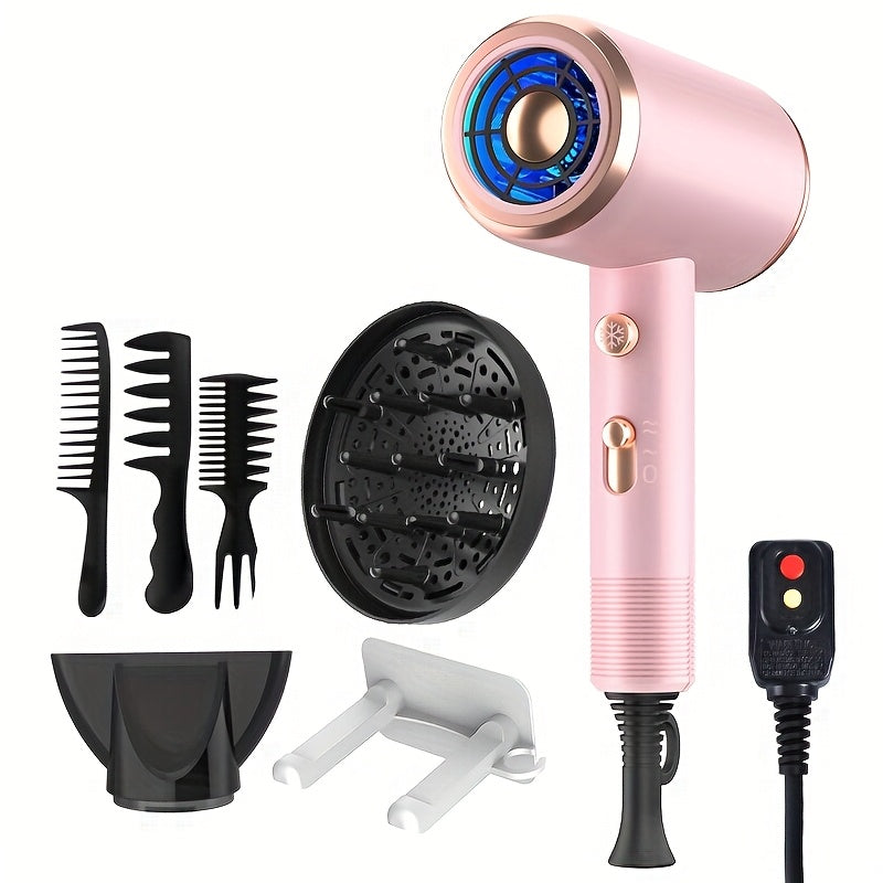 Professional Ionic Hair Dryer 1600W — Low Noise Quick Dry, 32000 RPM Motor, 2 Concentrators, Diffuser, 3 Combs & Hanger, Home Salon Travel Blow Dryer — 6 Colors