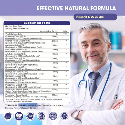 Kidney & Liver Support Supplement 27-in-1 — Vegan Formula with Milk Thistle & Natural Herbs | Alcohol-Free Liquid | Healthy Liver & Kidney Function | 60ml or 120ml