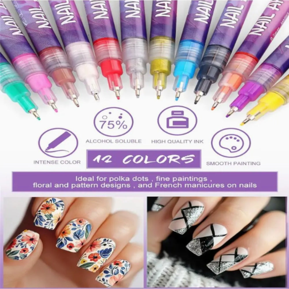 1Set 24-Color Nail Art Pens, Nail Art Pen, 3D Doodle Nail Art Pen, Nail Art Pen Set, Quick Drying, Suitable for Home And Salon, Details And Design