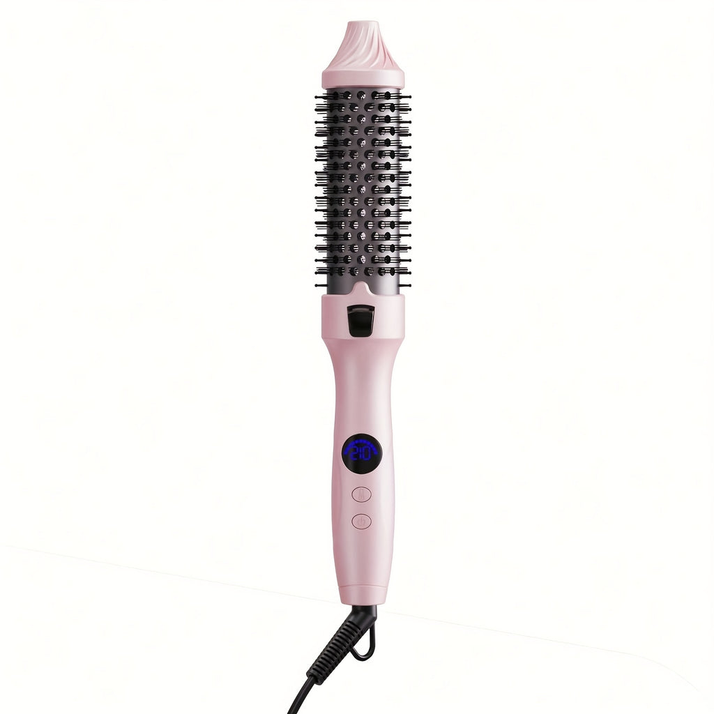 Thermal Air Brush, Straight & Curling 2-in-1 Blowout & Natural Curls, Negative Ion Tech for Frizz-Free, Temp Control & Lightweight for Travel/Gift