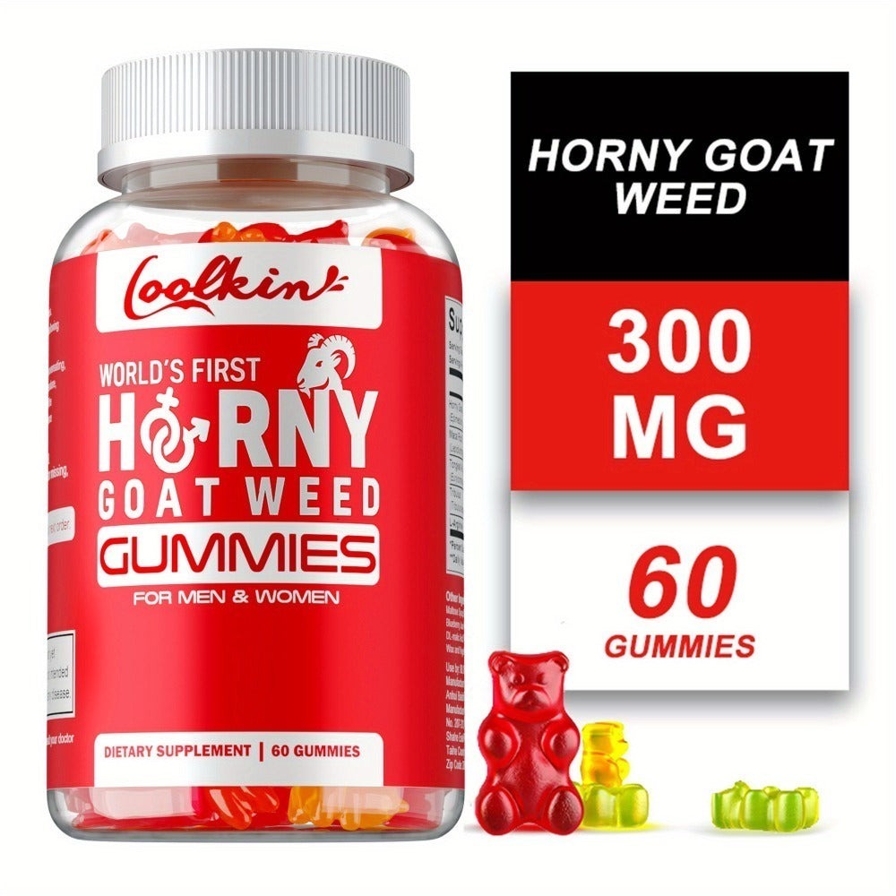 Horny Goat Weed Gummies - with Maca Root, Tongkat Ali Root, Tribulus, L-Arginine, Supports Men's Health - 60pcs