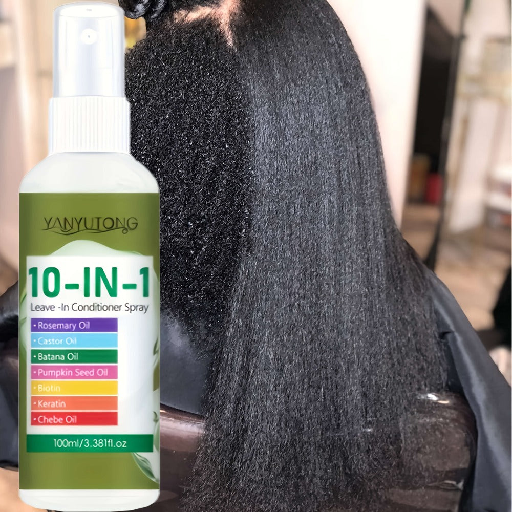 10-in-1 Hair Treatment Spray — Argan Oil Batana Rosemary Anti-Breakage Split End Repair, Softens & Adds Shine for Dry Hair, Fragrant 100ml